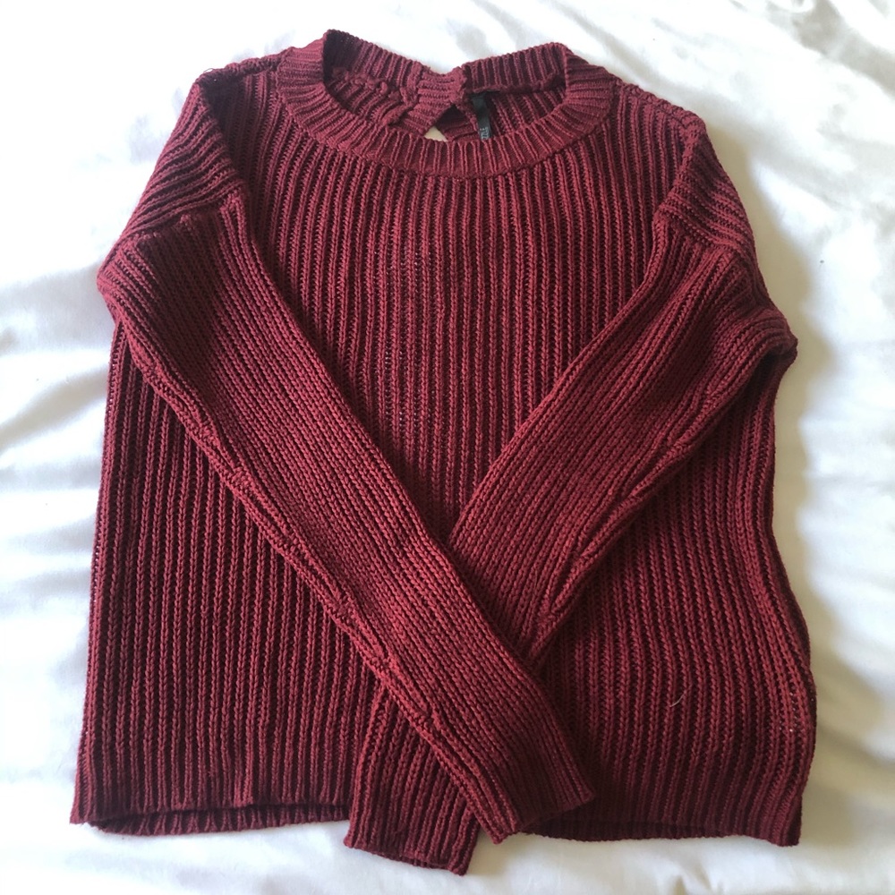 Maroon open back sweater